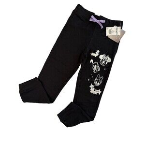 Disney Minnie Mouse & Friends Girls Black Jogger Pants XS (4-5) New with Tags